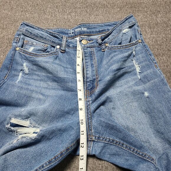 Womens Jeans 11 High Rise Blue Distressed Grunge Denim Pants Rips Holes - Picture 4 of 8